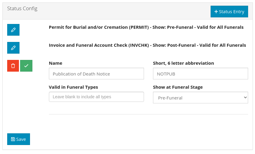 Obit Funeral Software Status page